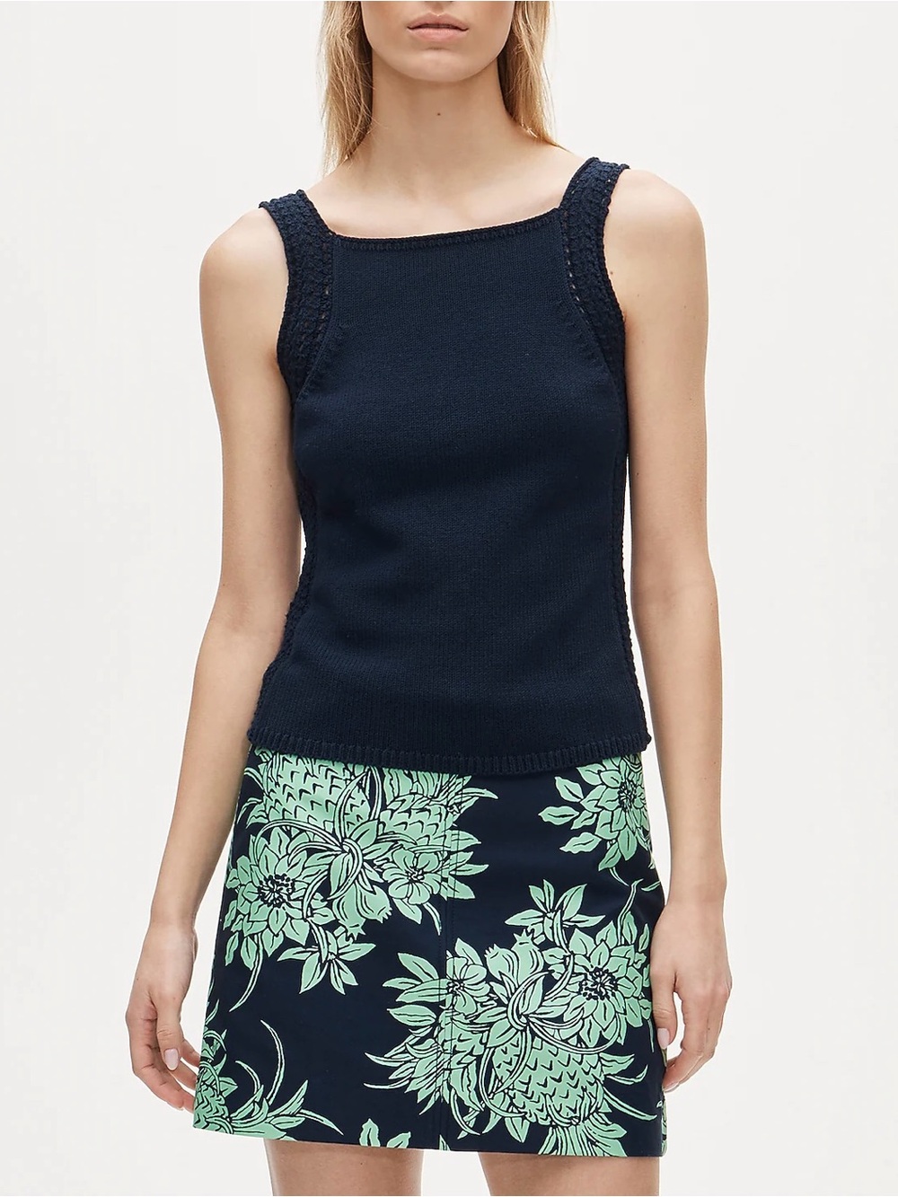J.Crew NWT Crochet sweater-tank S Small Navy Blue